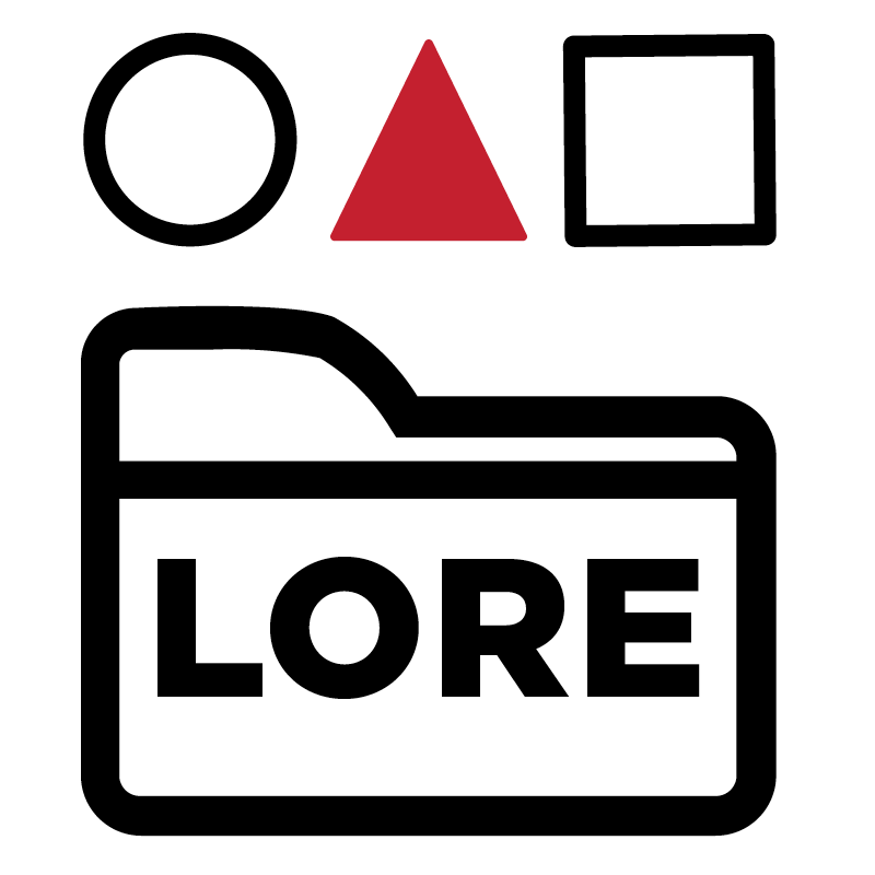 A screenshot of the header for the Learning Object Repository webpage, which features five photographs depicting students and librarians, the text Welcome to LORE, a search bar, and a link to Advanced Search.